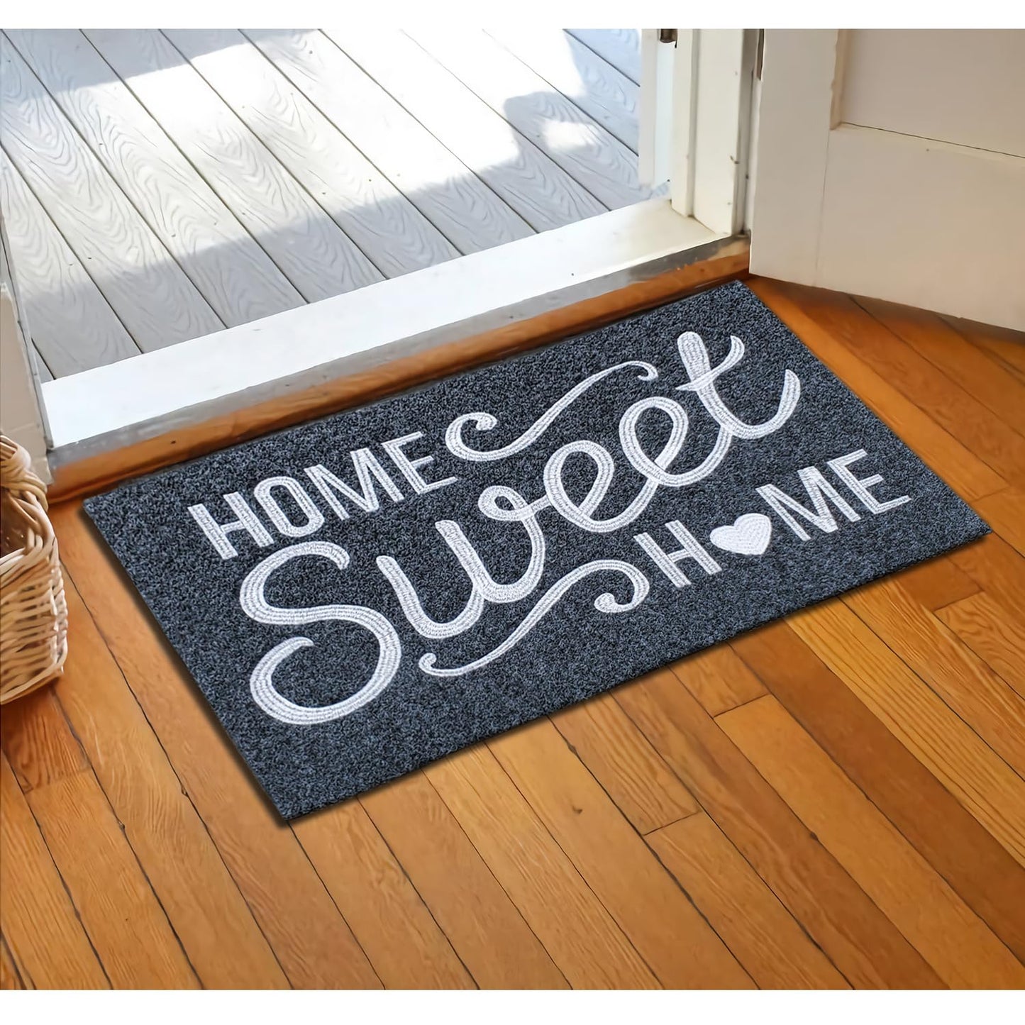 AAZZKANG Front Door Mat Non Slip Welcome Mats Outdoor Indoor Home Sweet Home Doormat with Rubber Backing Easy to Clean Low Profile for Entrance Home Office Porch Grey