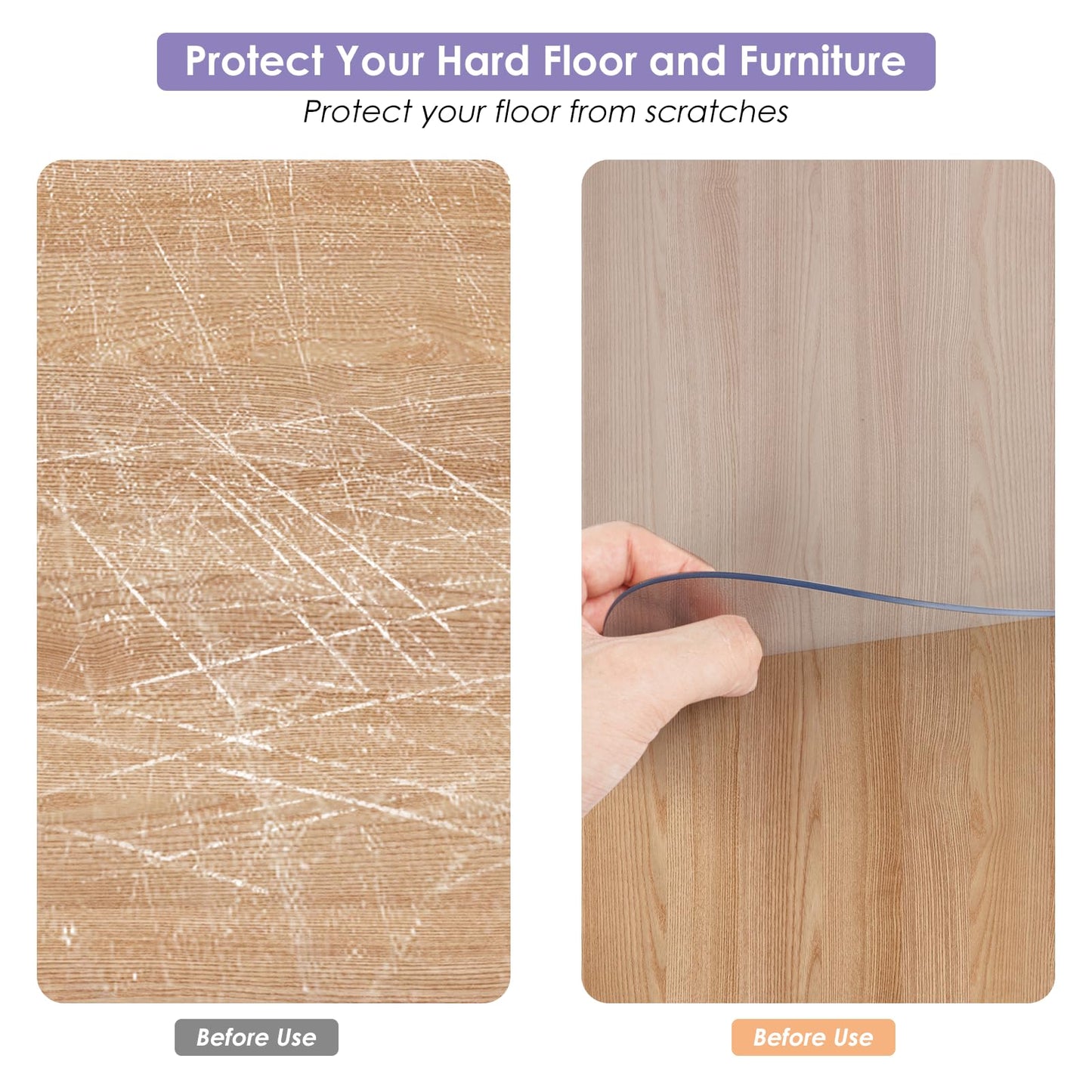 Vicwe Area Mat for Hard Floor, 4'×6' Clear Area Rug for Home, PVC Non-Slip Floor Protector for Dining Room, Large Anti-Scratch Floor Mats for Laundry Room, Kitchen, Bedroom