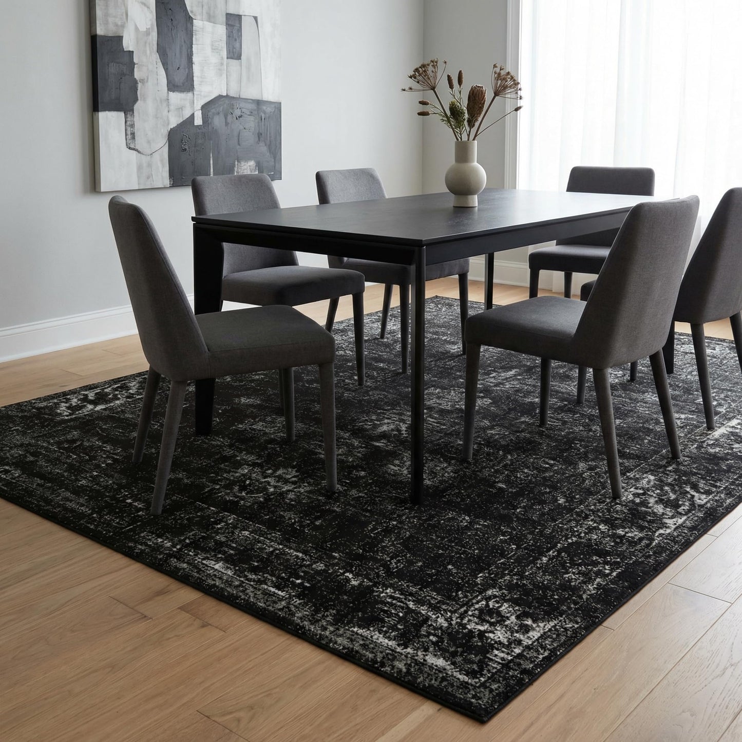 Unique Loom Sofia Collection Area Rug - Casino (10' x 13' Rectangle, Black/ Ivory)