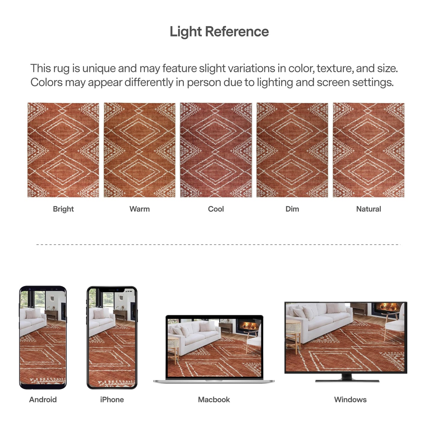 ReaLife Rugs Machine Washable Area Rug - Living Room Bedroom Bathroom Kitchen Entryway Office - Padded Low Pile Stain Resistant Premium - Moroccan Diamond Tribal - Jax - Orange 7'6" x 9'6"