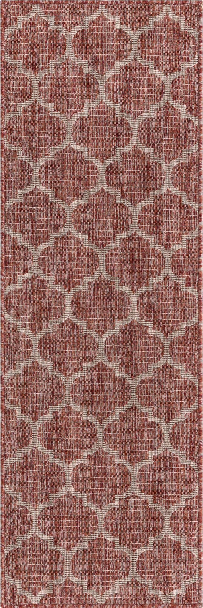 Unique Loom Outdoor Trellis Collection Area Rug (2' x 6' 1" Runner, Rust Red/ Ivory)