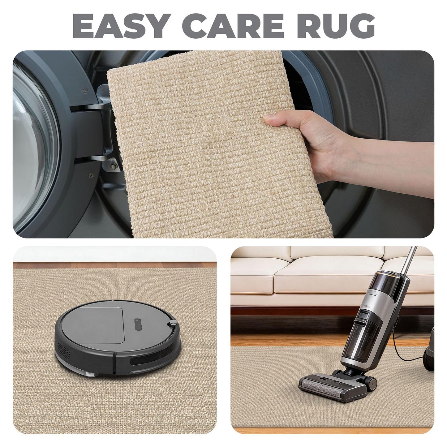 Lansny 2x3 Washable Area Rug Small Braided Cotton Entryway Rug with Non Slip Backing Kitchen Rugs Indoor Door Mat for Entrance Bathroom Foyer, Khaki/Beige