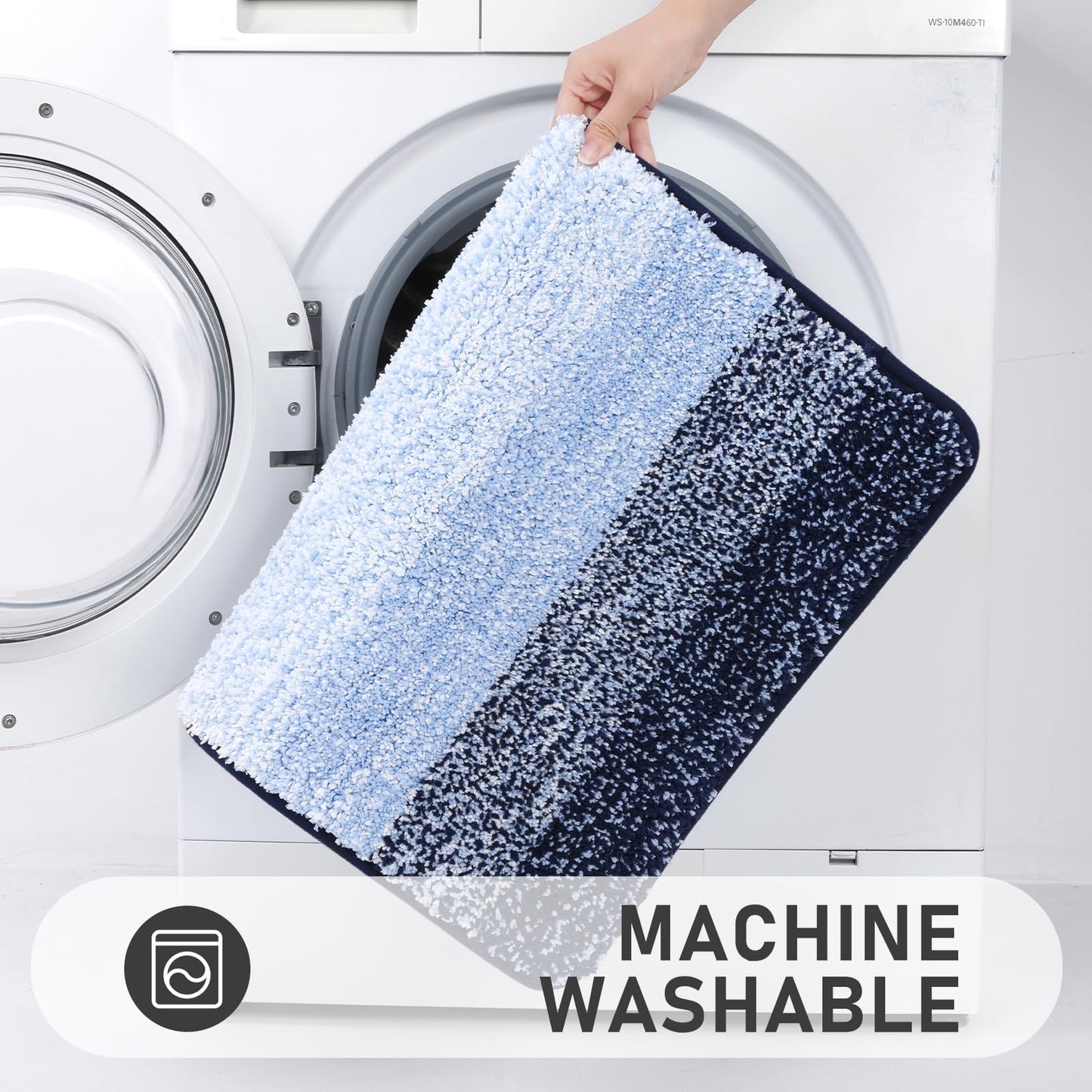 Bsmathom Bathroom Rugs Sets 4 Piece, Soft Absorbent Microfiber Bath Rugs with U-Shaped Contour Toilet Rug and Toilet Lid Cover, Thick Non-Slip Plush Shaggy Bath Mat Set,Navy Blue