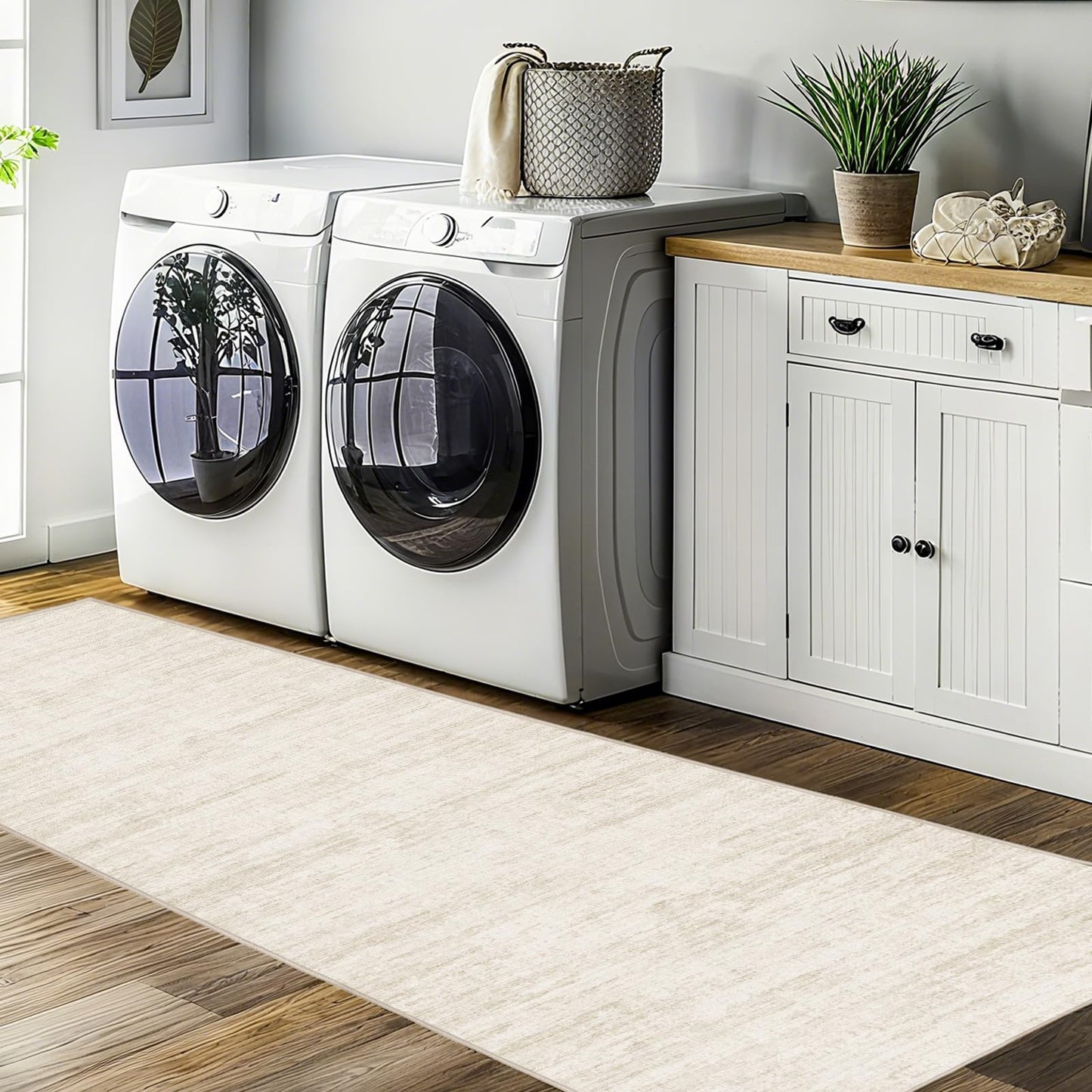 Runners for Hallways 2x8 Kitchen Runner Rugs，Modern Abstract Rug Runners for Entryway，Stain Resistant Washable Runner Rug Non-Slip 8ft Carpet Rug for Bedroom Living Laundry Room（Beige,2'x8'）