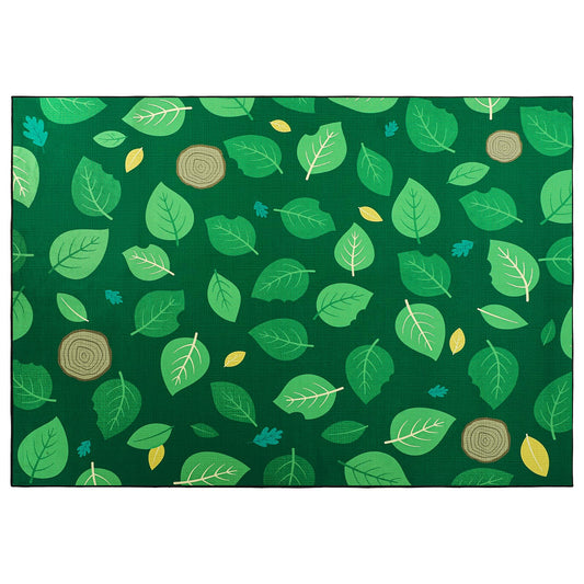 BreezeHug Green Leaf Rug 8 x 6 ft Large Classroom Carpet Green Leaves Carpet Boho Educational Area Rug for Room Nursery Seating Decor for Teaching and Playroom