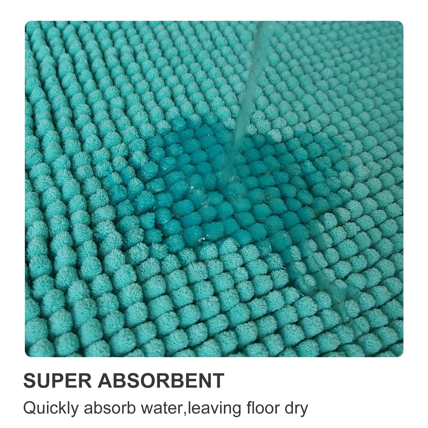 Civkor Teal Bathroom Rugs, Chenille Bathroom Rugs Sets 2 Piece with Non Slip Backing, Bath Mats 31x20+24x16 Inch High Absorb Water Turquoise Bath Rugs, Quick Dry and Easy Clean