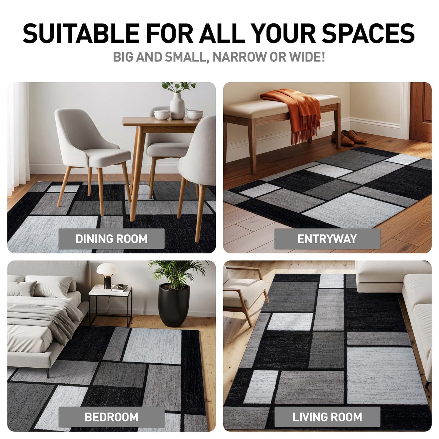 Rugshop Contemporary Modern Boxes for Home Office,Living Room,Bedroom,Kitchen Non Shedding Oval Area Rug 5' x 7' Gray