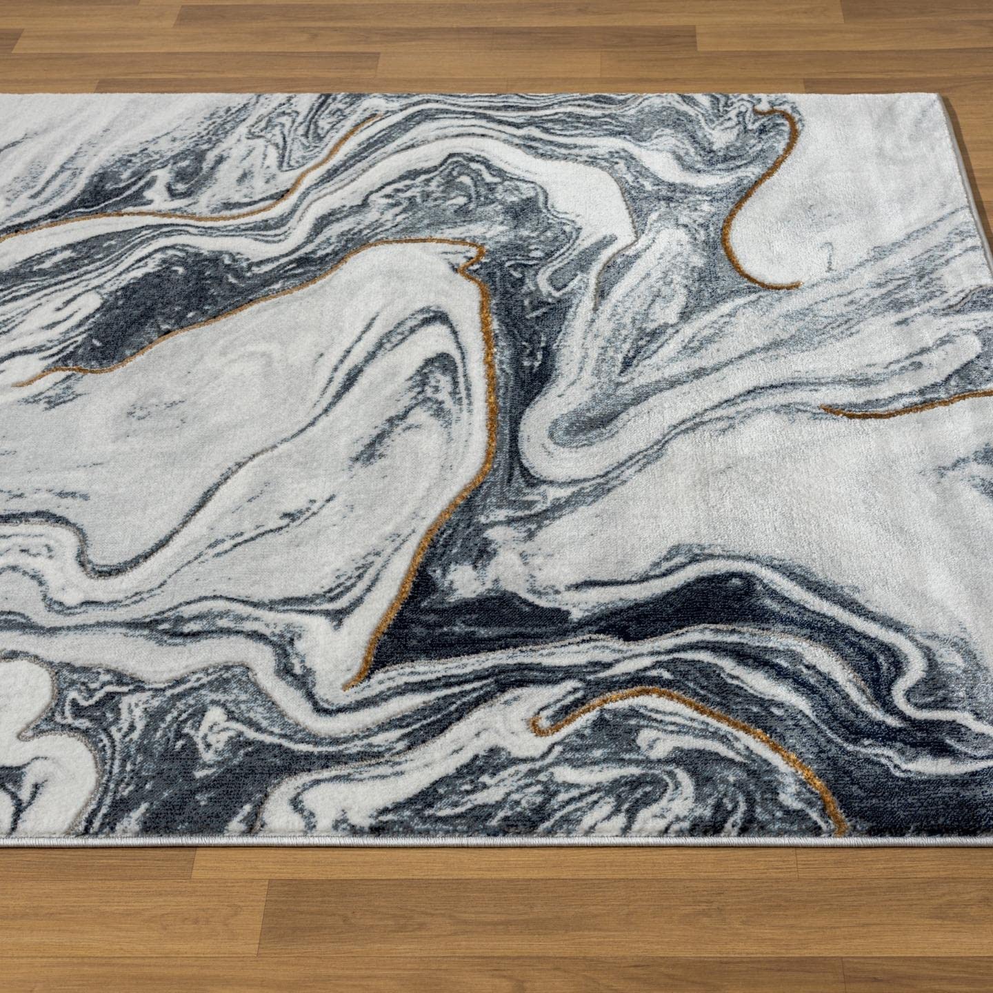 LUXE WEAVERS Marble Abstract Pattern Blue 6x9 Area Rug