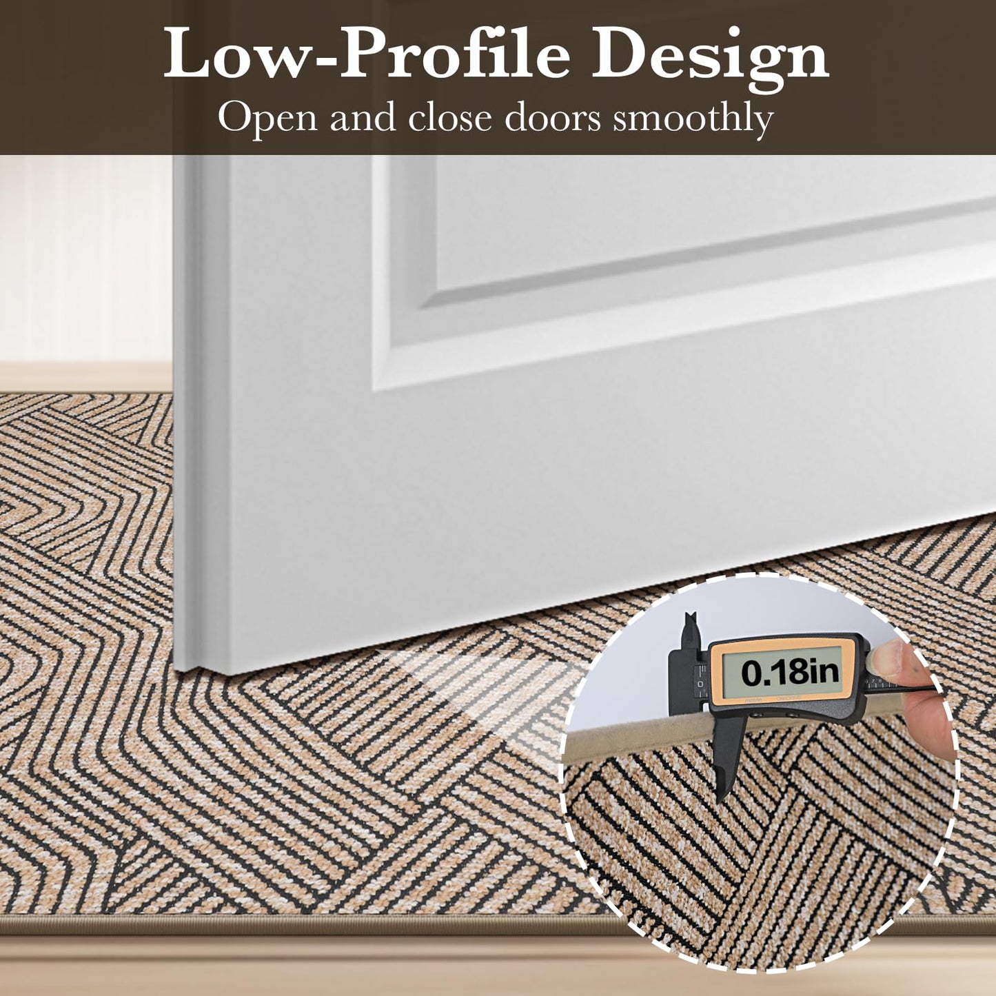 Naoloture Indoor Door Mat 17"x30", Low-Profile Thin Welcome Front Door Mat Indoor Entrance, Non Slip Rubber Backing Inside Doormat Washable Entryway Dirt Resistant & Absorbent Entry Mat, Light-Brown
