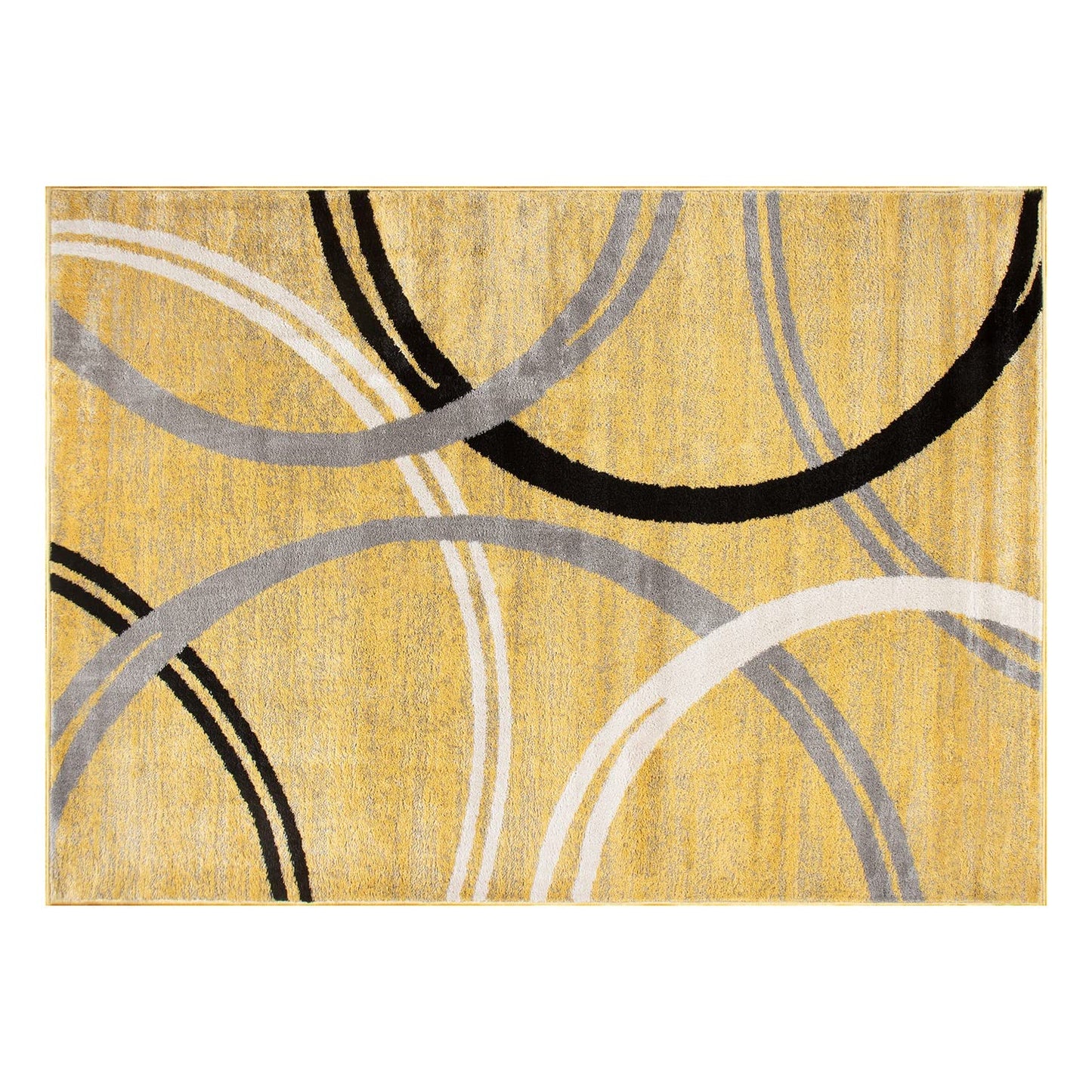 Rugshop Wavy Circles Design Accent Rug, Carpet with Jute Backing for Entryway, Kitchen, or Office, Yellow, 2' x 3'