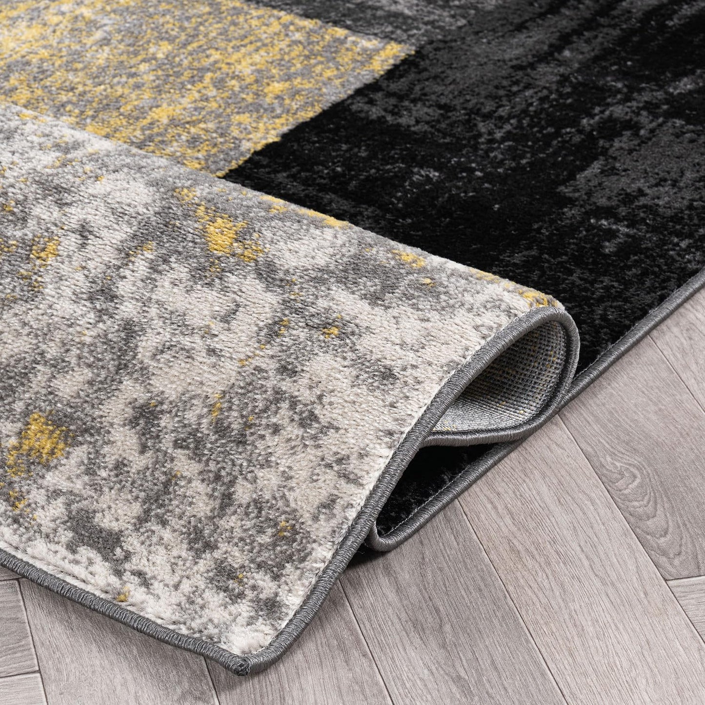 Rugshop Contemporary Circle Design Area Rug, Carpet with Jute Backing for Living Room, Bedroom, or Dining Room, Yellow, 5'3" x 7'3"