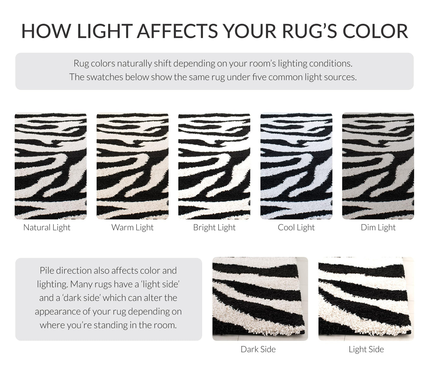 SAFAVIEH Florida Shag Collection Area Rug - 5'3" x 7'6", Ivory & Black, Zebra Print Design, Non-Shedding & Easy Care, 1.2-inch Thick Ideal for High Traffic Areas in Living Room, Bedroom (SG452-1290)