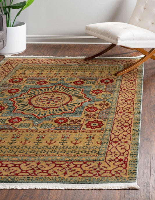 Unique Loom Palace Collection Area Rug - Saray (4' 1" x 6' 1" Rectangle, Light Blue/ Red)