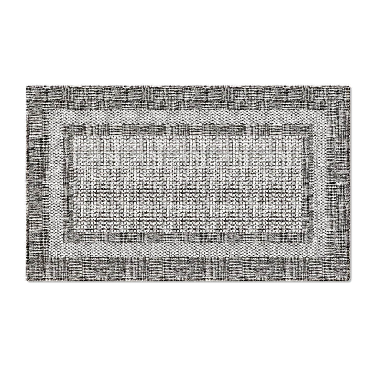 Artoid Mode Grey Rectangle Plaid Washable Doormat, Seasonal Decor Non Slip Low-Profile Absorbent Natural Rubber Back Door Mat 17x29 Inch