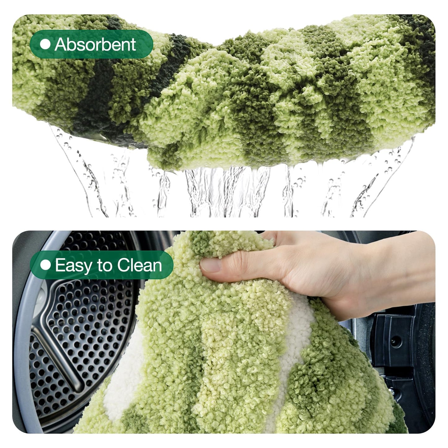 LUMI Cute Bathroom Rugs with Green Leaf Plant, Soft, Fluffy, Plush, Absorbent, Quick Dry, Non Slip, Machine Washable for Shower Floor, Bathroom, Bedroom,Kids Room, 19.5"x39.5", Palm Leaf