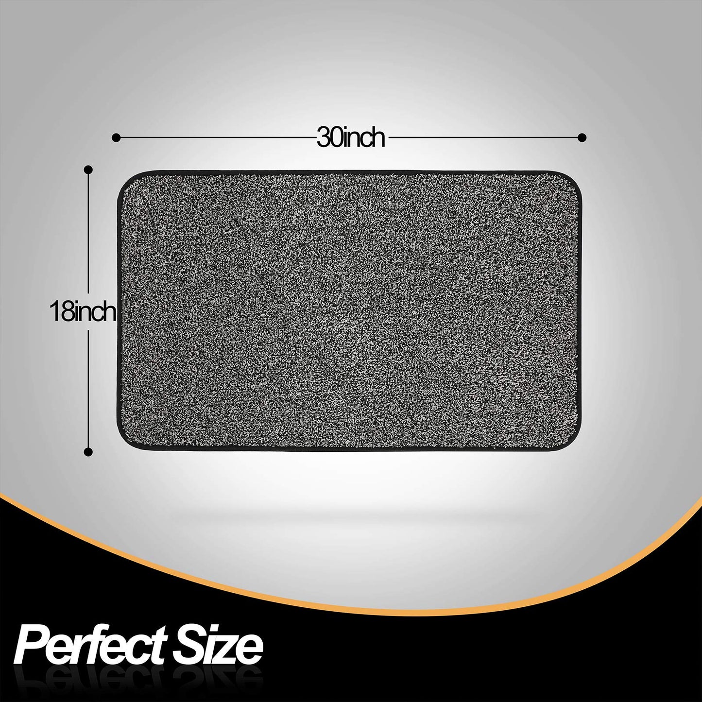 ITSOFT Dirt Trapper Indoor Door Mat & Entrance Rug For Wet Muddy Shoes and Pet Paws, Non-Slip Machine Washable, Shoe Scraper, Absorbent Welcome Dog Mat for Front Door, Entry Way (30x18, Black & White)