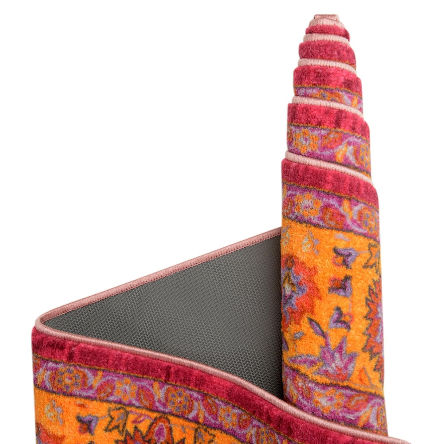 Rugs.com - Medina Rug – 5' 3 x 7' 9 Berry Pink Washable Area Rug Vintage Floral Design for Living Rooms, Bedrooms, and Dining Areas