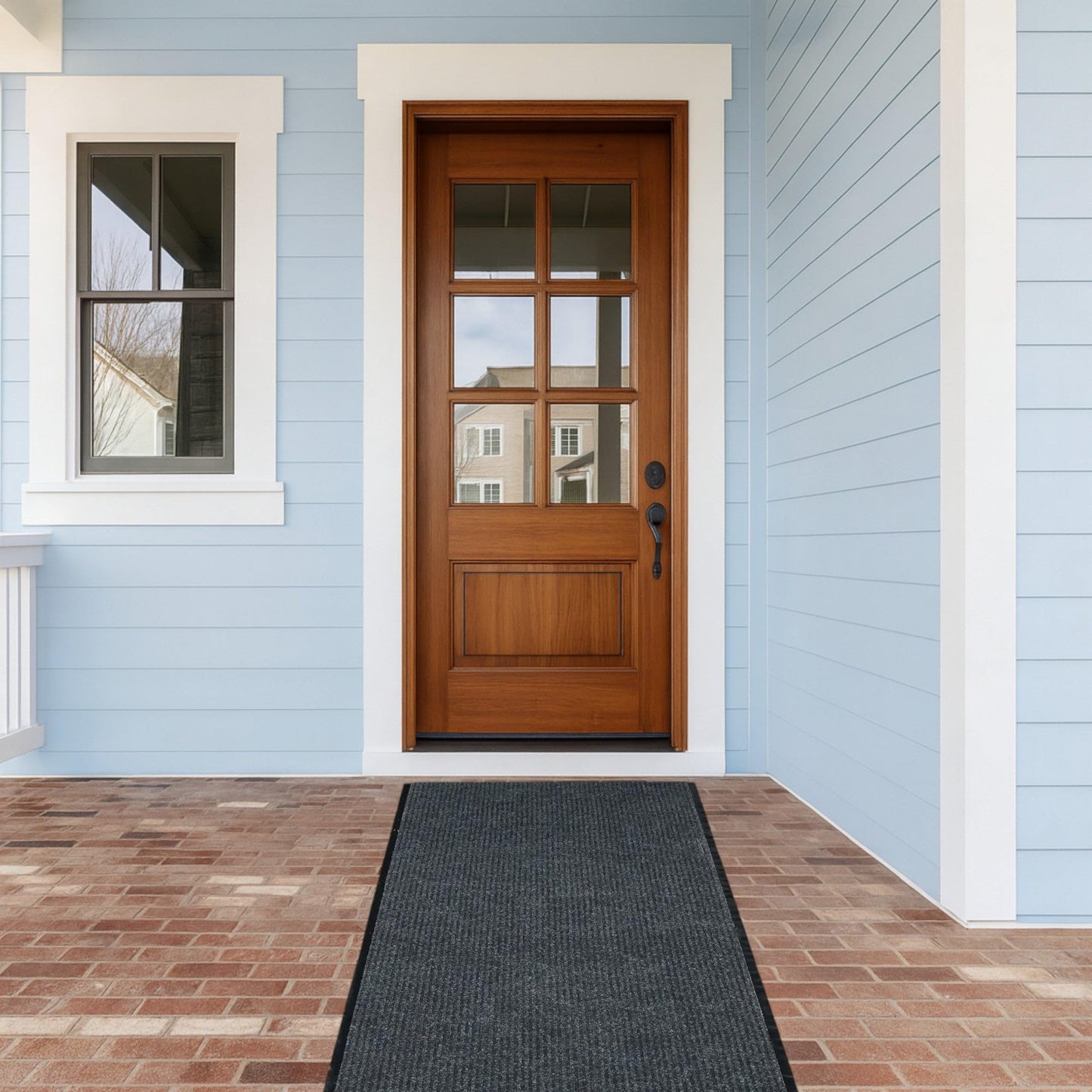 iCustomRug Heavy Duty Interior/Exterior Water Proof Utility Ribbed Vinyl Back Runner, Mats,Area Rug, Non-Slip, 70 Custom Sizes for Doorway, Balcony, Hallway, Commercial Space 4' X 6' in Black
