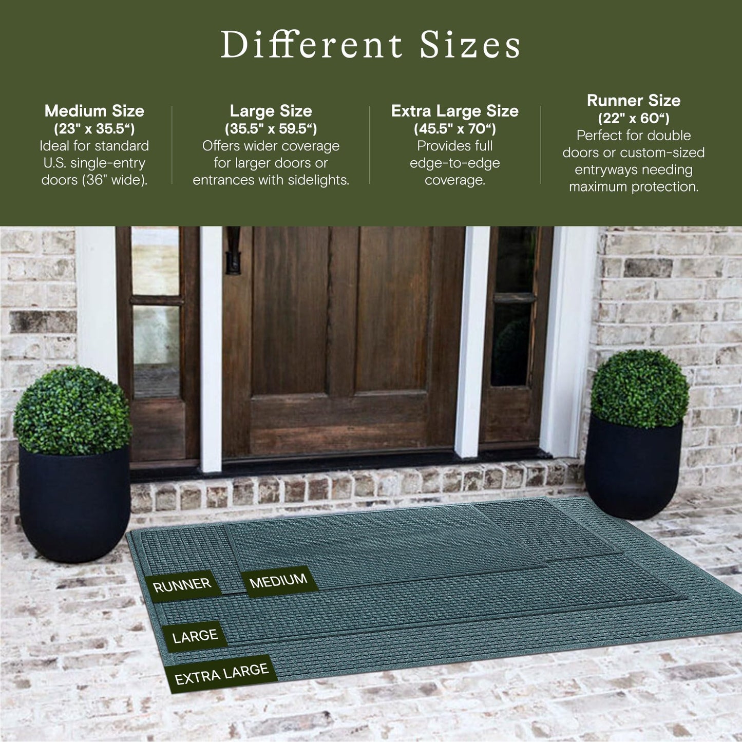 WaterHog Squares Front Door Mat Indoor Outdoor Entrance, Absorbent All-Weather Doormat with Non-Slip Rubber Backing, Dirt & Moisture Trapper, Low Profile, Easy Clean, Made in USA, 23"x35.5" Bluestone