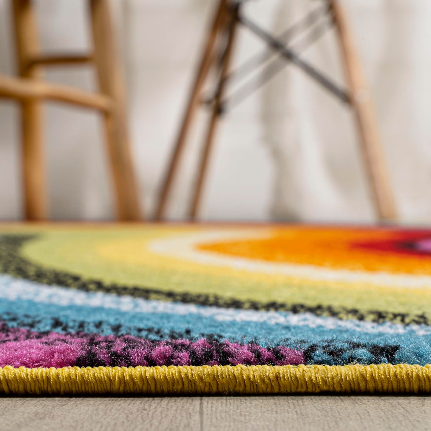 JONATHAN Y Flow Abstract Swirl Indoor Area Rug 3x5, Red/Yellow/Blue, Modern, Coastal, Easy-Cleaning for Living Room, Bedroom, Kitchen, Pet Friendly, Non-Shedding (DZC100A-3)