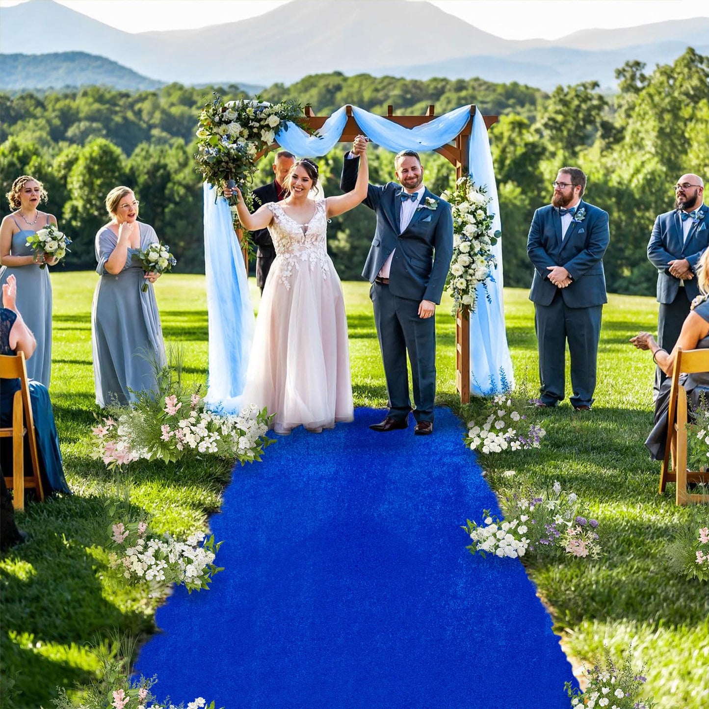 Wedding Aisle Runner Royal Blue: 2.5ftx15ft Velvet Rug Runner for Party Aisle Floor Runner for Wedding Ceremony Beach Prom Event Carpet