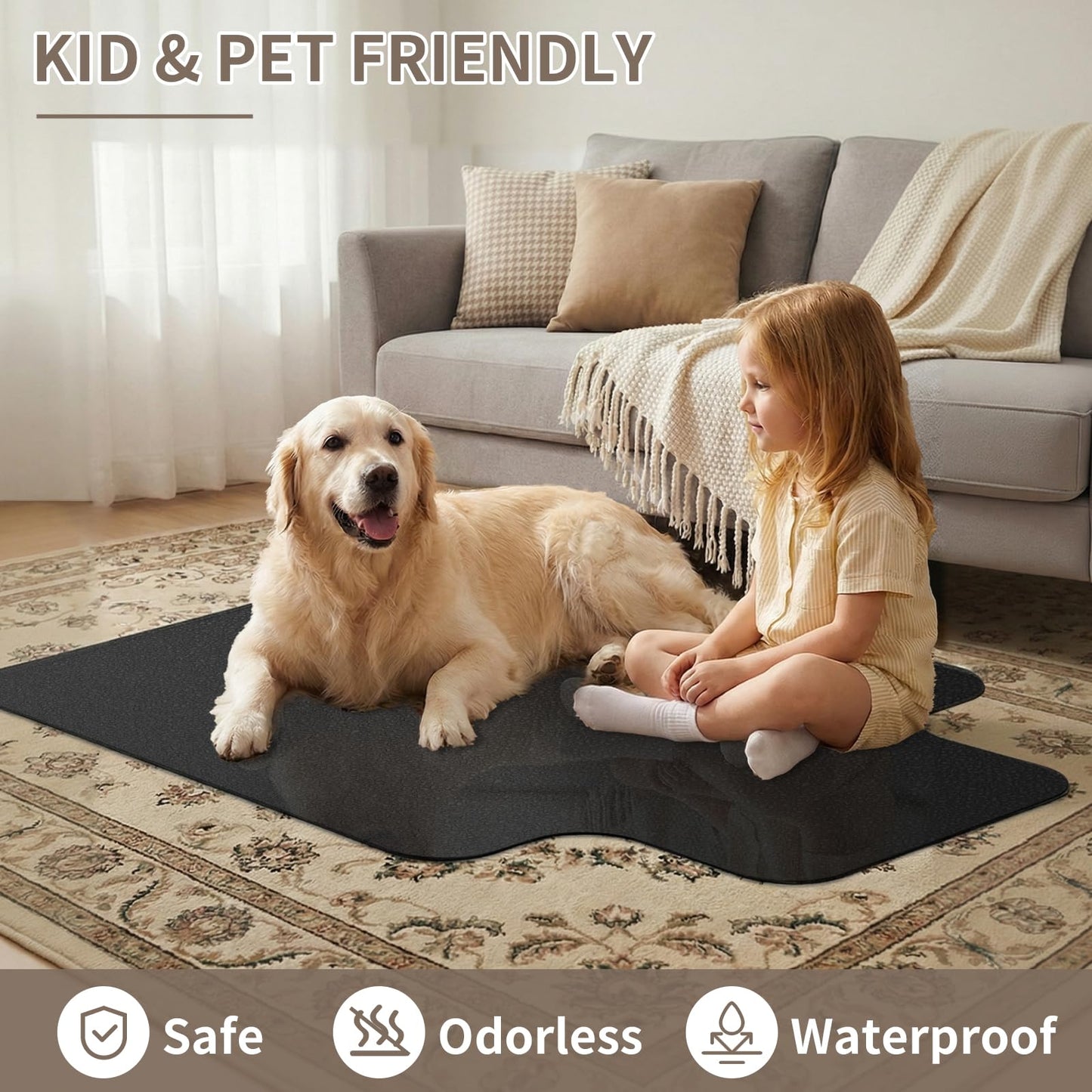 Office Chair Mat for Low Pile Carpeted Floors with Lip, 48" x 60" Heavy Duty Floor Mat for Desk Chair on Carpet,Easy Glide Carpet Protector Mat for Computer Chairs,Rolling Chairs,Office,Home,Anti-slip