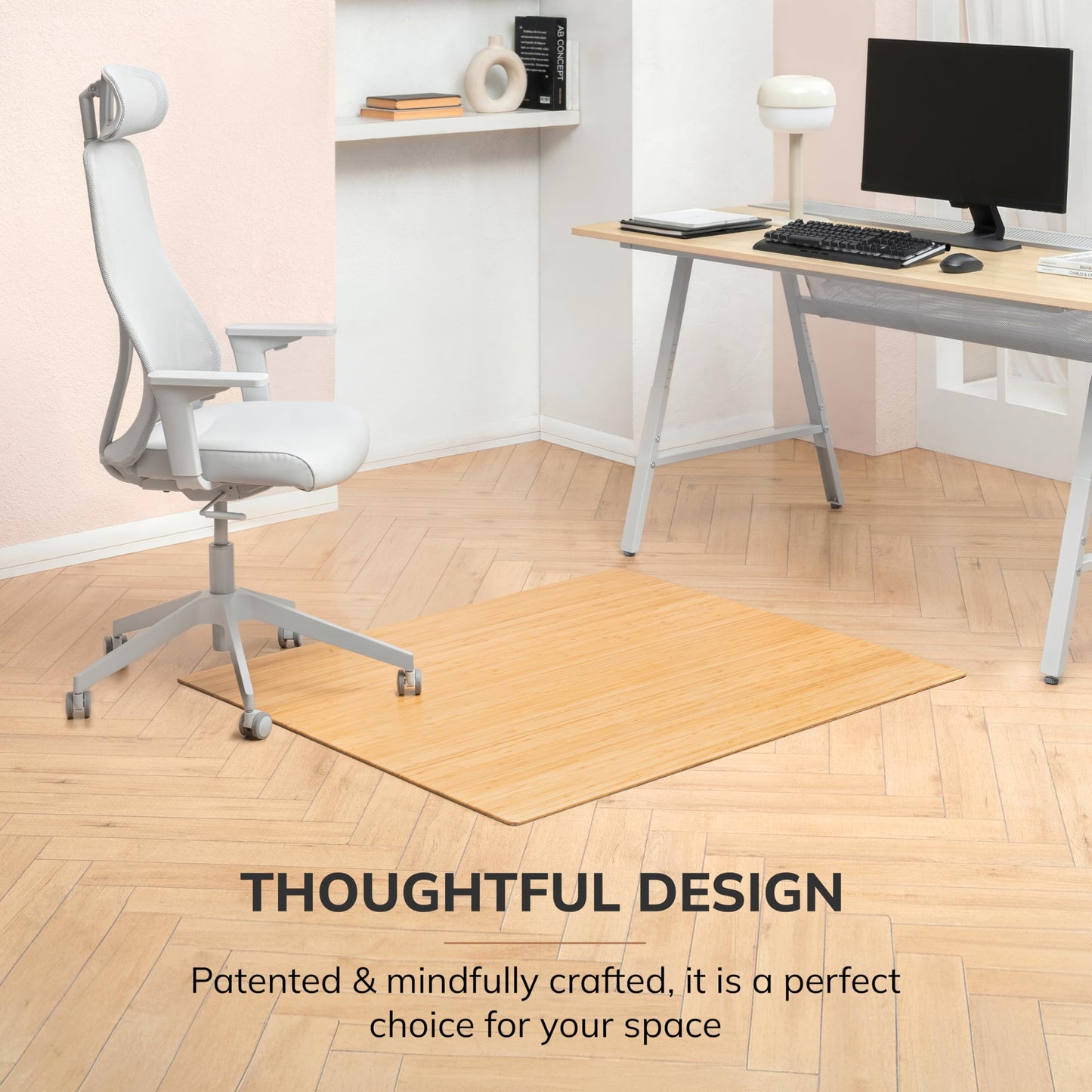 Anji Mountain Office Chairmat Thickest & Sturdy Bamboo Chairmats Highly Premium Quality Anti-Slip Heavy Duty For Multi-Purpose Hardwood Floor Office & Home Floor Protector Office Chair mat-5mm Thick