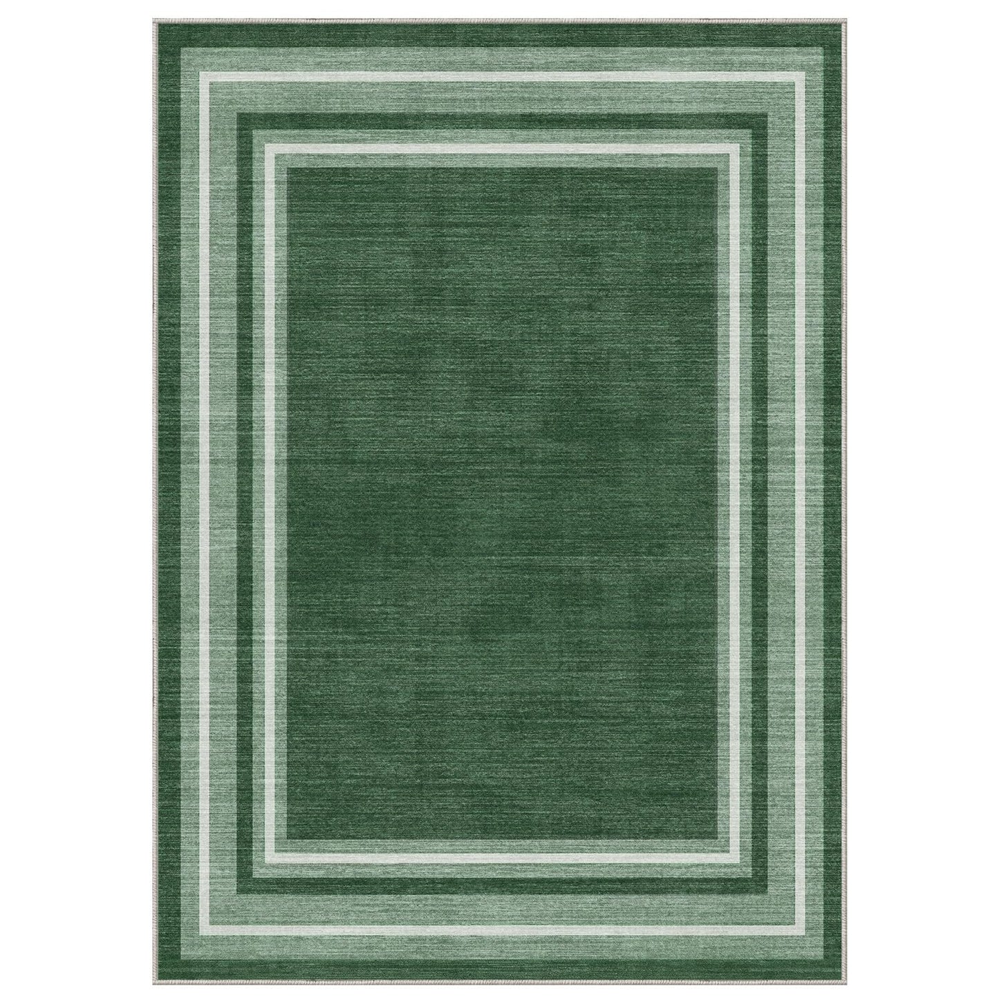 OPPODREAM Border Soft Area Rugs 5x7, Washable Green Rug with Non Slip Backing, 5 x 7 Faux Cashmere Low-Pile 5x7 Carpet