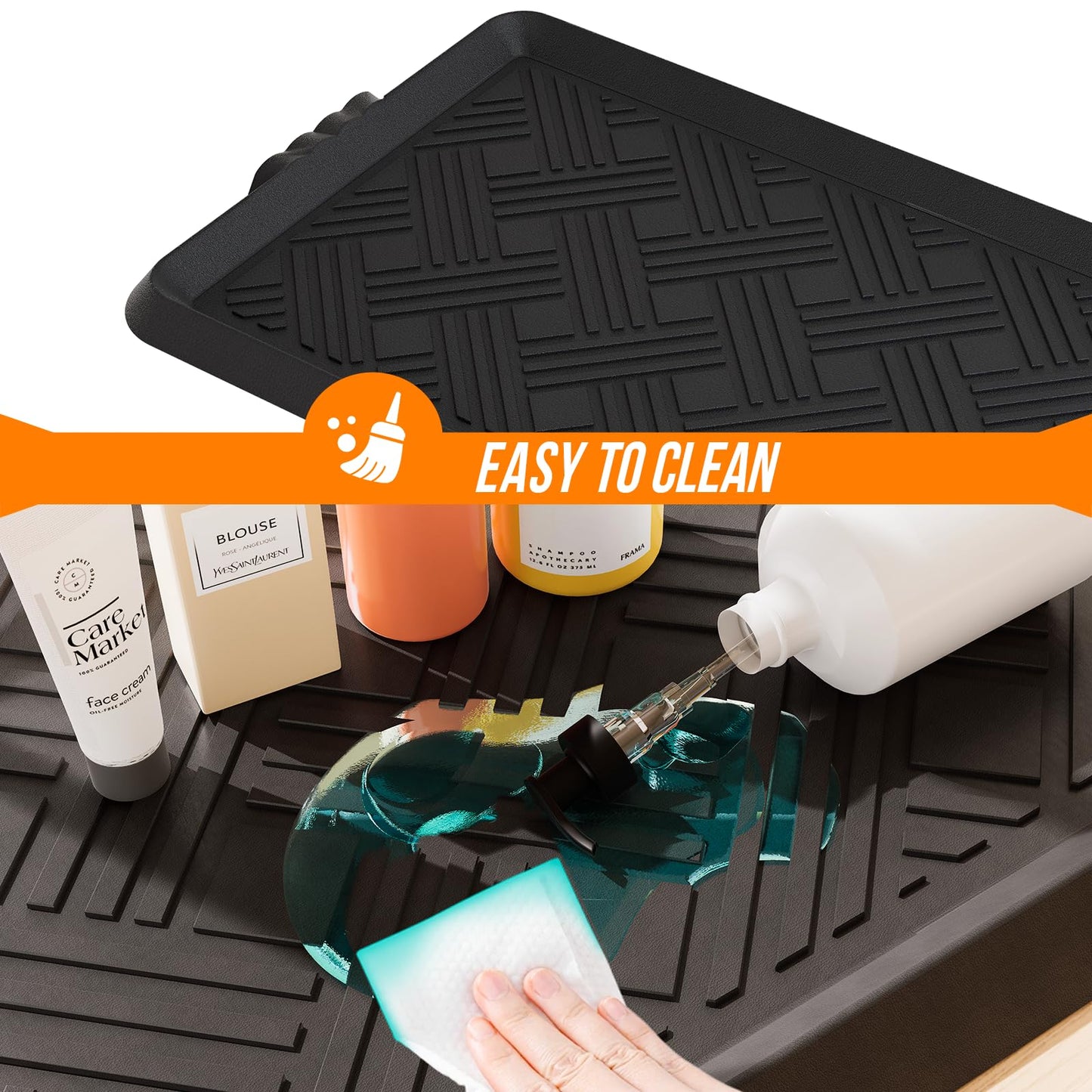 LFCONNECT Rubber Boot Tray, Shoe Trays for Entryway, Versatile Boot Mat Tray with Raised Edge, 27.5"x16" Rubber Mat for Shoe Organizer Indoor/Outdoor Use