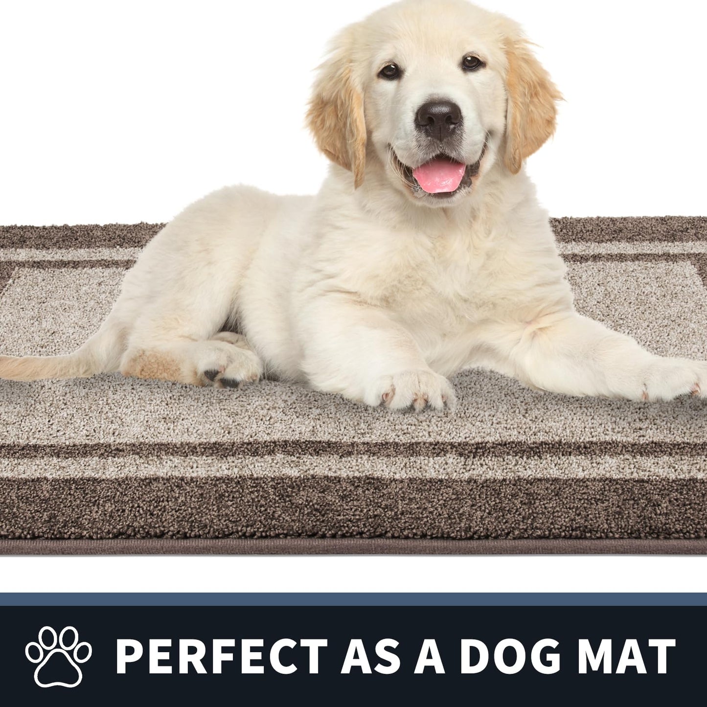 PURRUGS Dirt Trapping Door Mat 34" x 60", Non-Slip Machine Washable Entryway Rug, Entrance Mat, Indoor Front Door Mat, Super Absorbent Entry Rug for Muddy Shoes & Paws, Beige & Grayish Brown