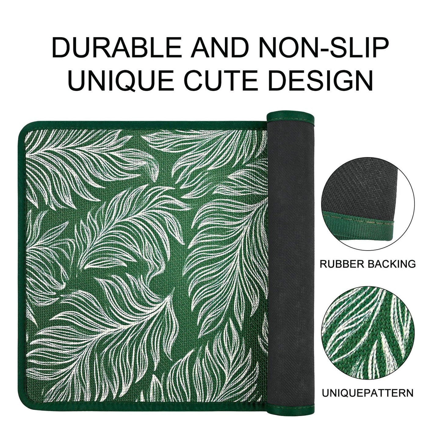 Worltoldb Green Leaves Door Mat Indoor Outdoor Entrance Floor Mats Non-Slip Washable Decor Rugs 27x15 Inch