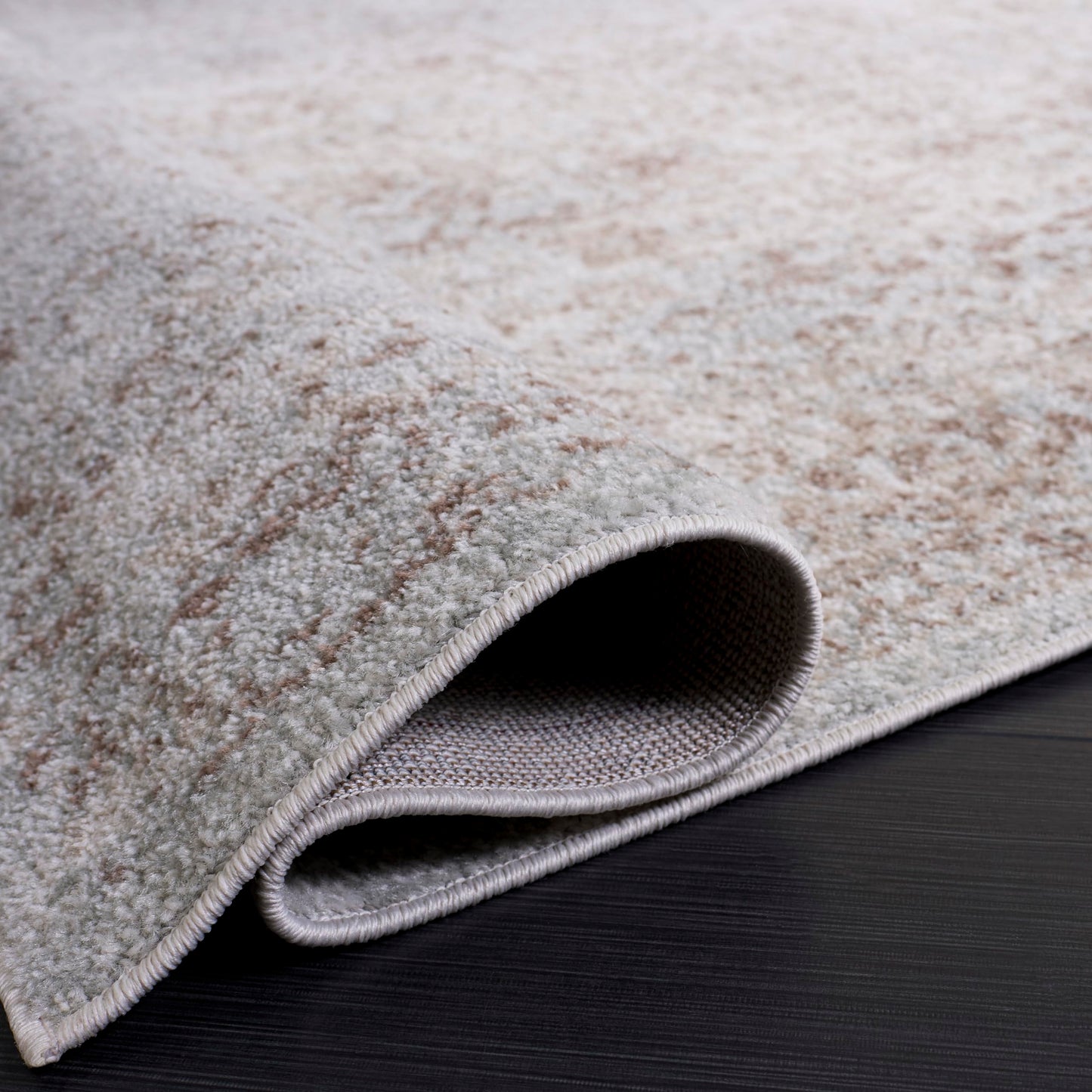 SAFAVIEH Evoke Collection Area Rug - 6'7" Square, Ivory & Taupe, Distressed Design, Non-Shedding & Easy to Clean, Ideal for Living Room, Bedroom, Dining Space (EVK256E)