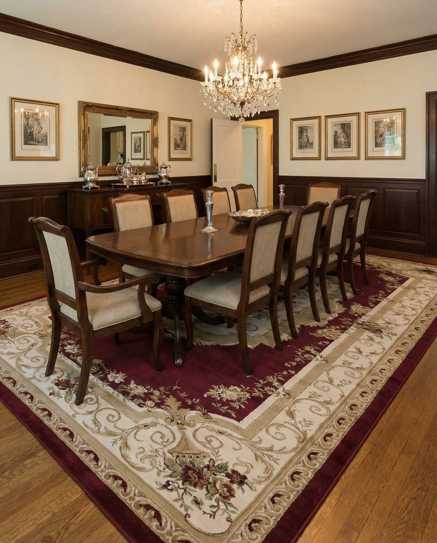 Rugs.com - Chateau Rug – 10' 6 x 16' 5 Red Traditional Area Rug – Perfect for Large Living Rooms, Dining Rooms, and Open Floorplans