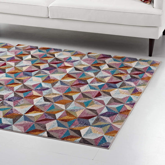 Modway Arisa Colorful Geometric Hexagon Mosaic 4x6 Area Rug in Multicolored