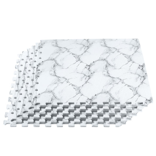 Forest Floor Farmhouse 3/8-Inch-Thick Printed Foam Tiles, Premium Marble Interlocking Foam Floor Mats, Anti-Fatigue Flooring – Stylish Flooring Solution, Marble, 6 24"x24" Tiles, 24 Sq Ft