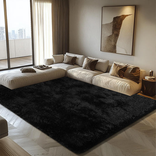 6x9 Fluffy Area Rug for Living Room,Shag Area Rugs for Bedroom,Black Soft Fuzzy Rug Non-Shedding Indoor Plush Carpet for Bedroom Dorm Home Decor
