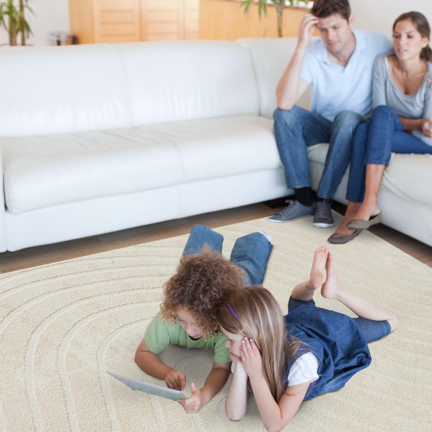 LUXE WEAVERS Modern Geometric Wave Cream 4x6 Area Rug