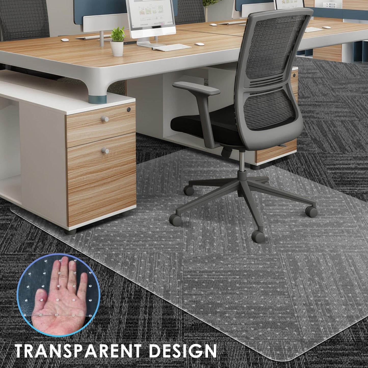 Vicwe Office Chair Mat for Carpeted Floors, 48"X36" Rectangle Desk Chair Mats with Studs for Low and No Pile Carpeted Floors, Easy Glide Computer Desk Chair Mat for Home & Offices