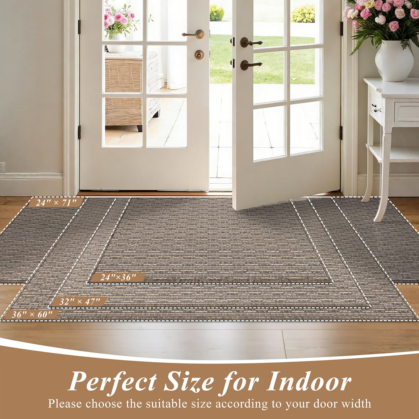 Ileading Door Mat 24"x36" Non-Slip Washable, Super Absorbent Stain Resistant Friendly Muddy Paws Welcome Mat, Entryway Mat for Entrance Bath Laundry, Beige
