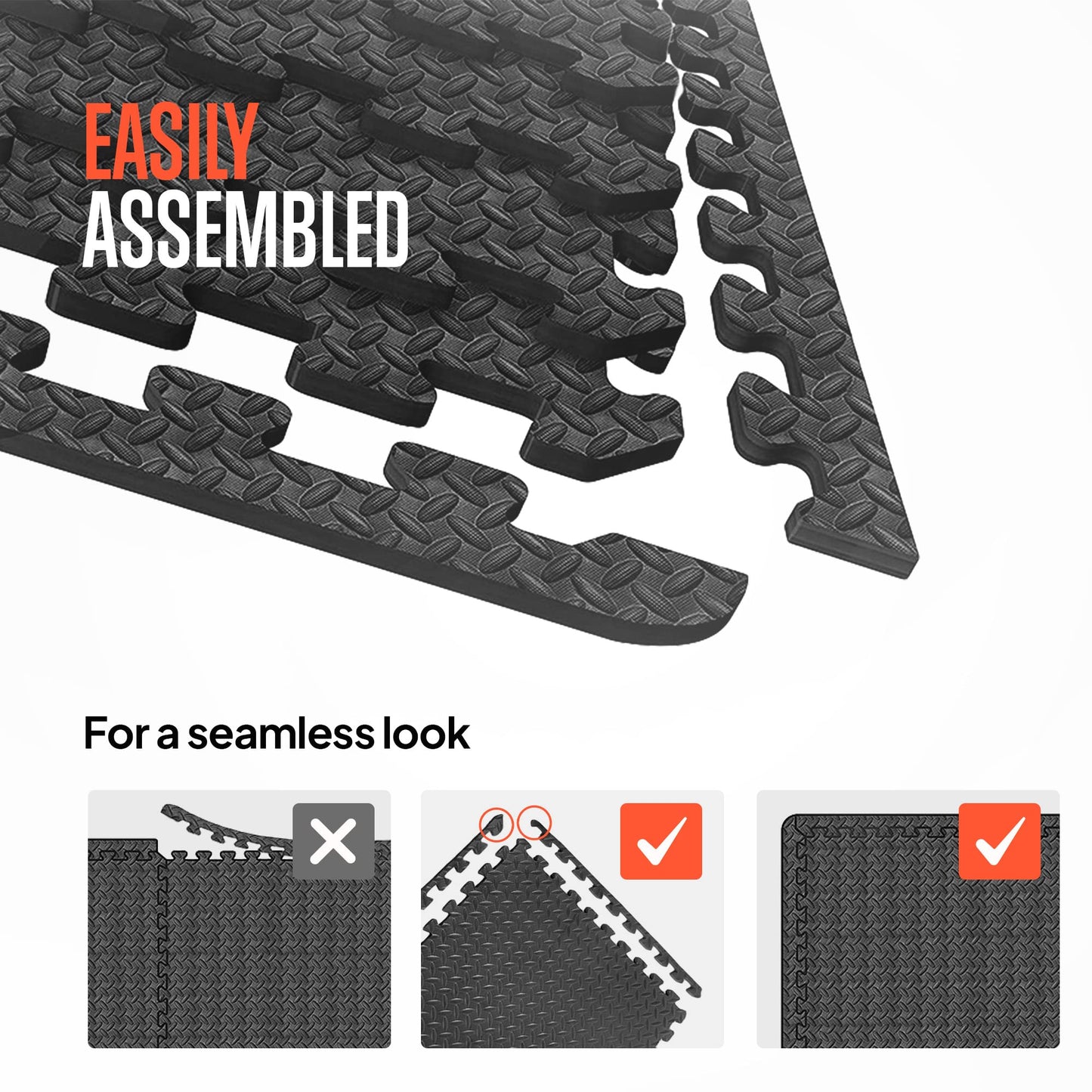 SQUATZ Thick Puzzle Exercise Mat, 25 Pcs EVA Foam Interlocking Tiles Protective Flooring for Gym Equipment and Cushion for Workouts, Durable Non-Skid Texture, Easy to Assemble, Blue and Black