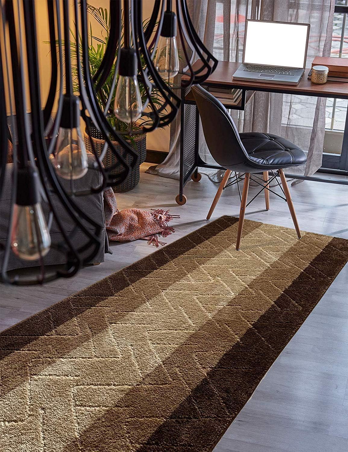 BestHomeCustom Hallway Runner Rug Brown-Beige Color 31 Inch Wide Custom Size Non-Slip Rubber Backing 7 Feet x 31 Inch