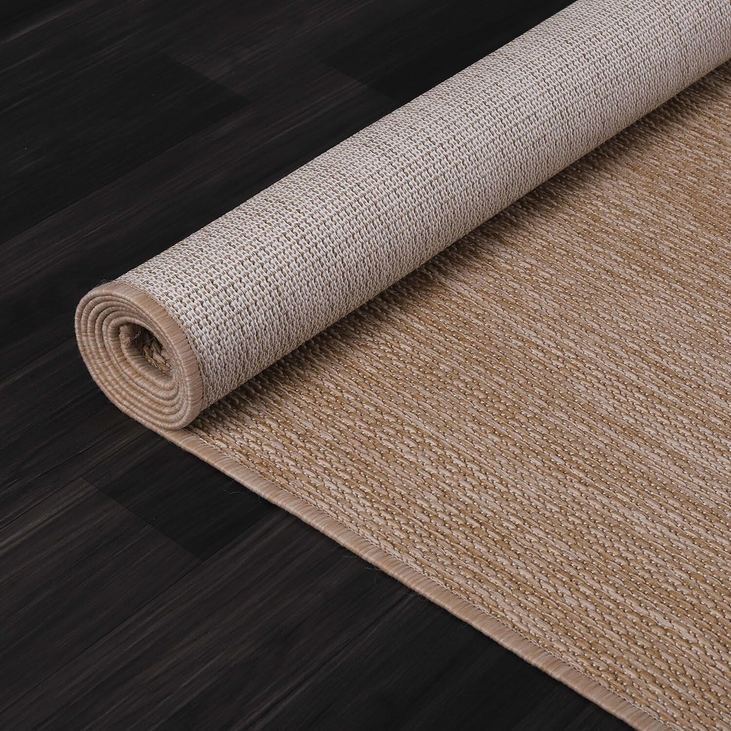 Beverly Rug Indoor Outdoor Rug 8x10, Washable Outside Carpet for Patio, Deck, Porch, Solid Modern Area Rug, Water Resistant, Jute Beige