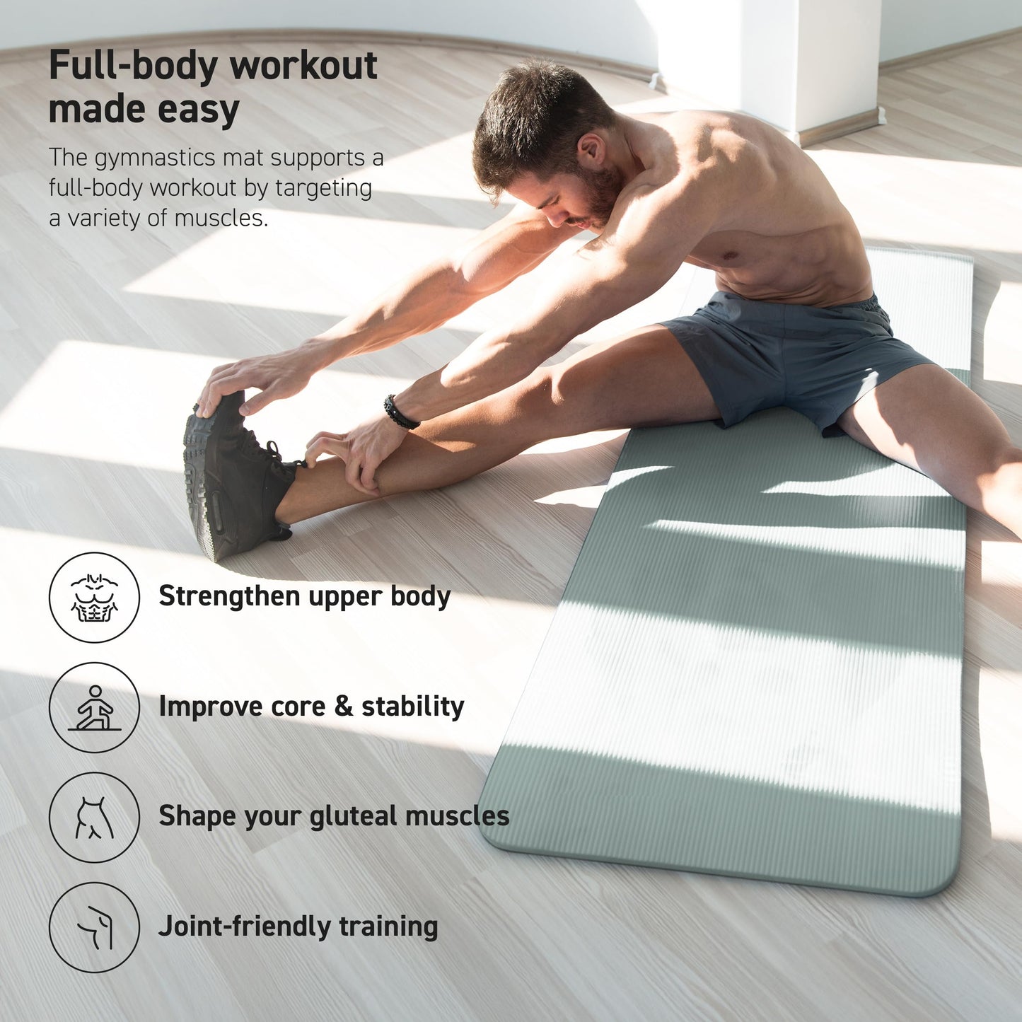 MSPORTS Thick Yoga Mat Premium Non Slip – Extra Comfortable Exercise Mat for Home Workouts, Pilates, Stretching & Gym – Cushioned NBR Foam, Yoga Mat with Strap, for Women & Men (Mint, 74.5 x 40 x 0.6 in)