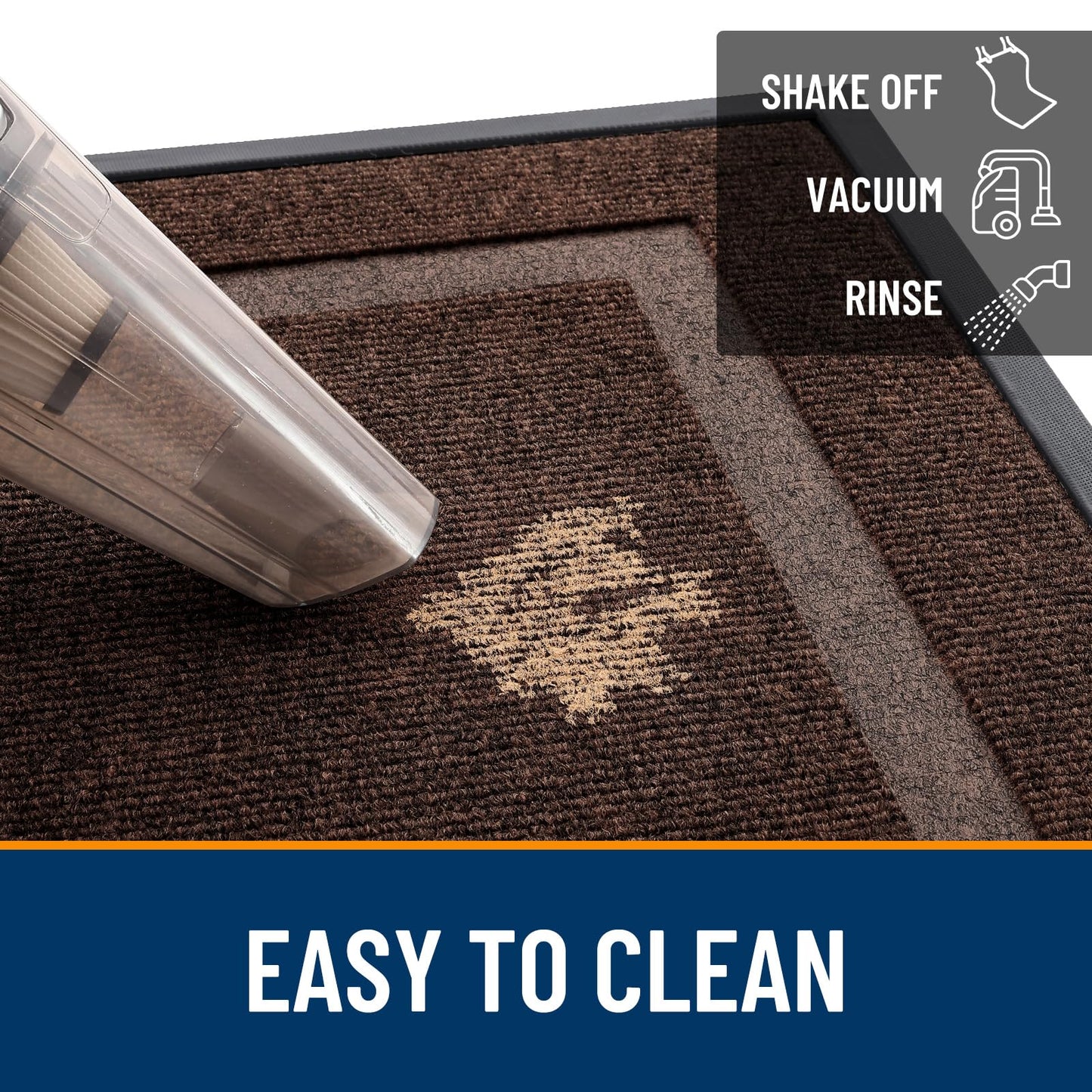 OLANLY Front Door Mat Indoor Outdoor Entrance, Waterproof All-Season, All-Weather Doormat, Sturdy Natural Rubber, Fade Resistant, Low Profile, Easy Clean Patio Porch Entryway Mat, 71x23, Dark Brown