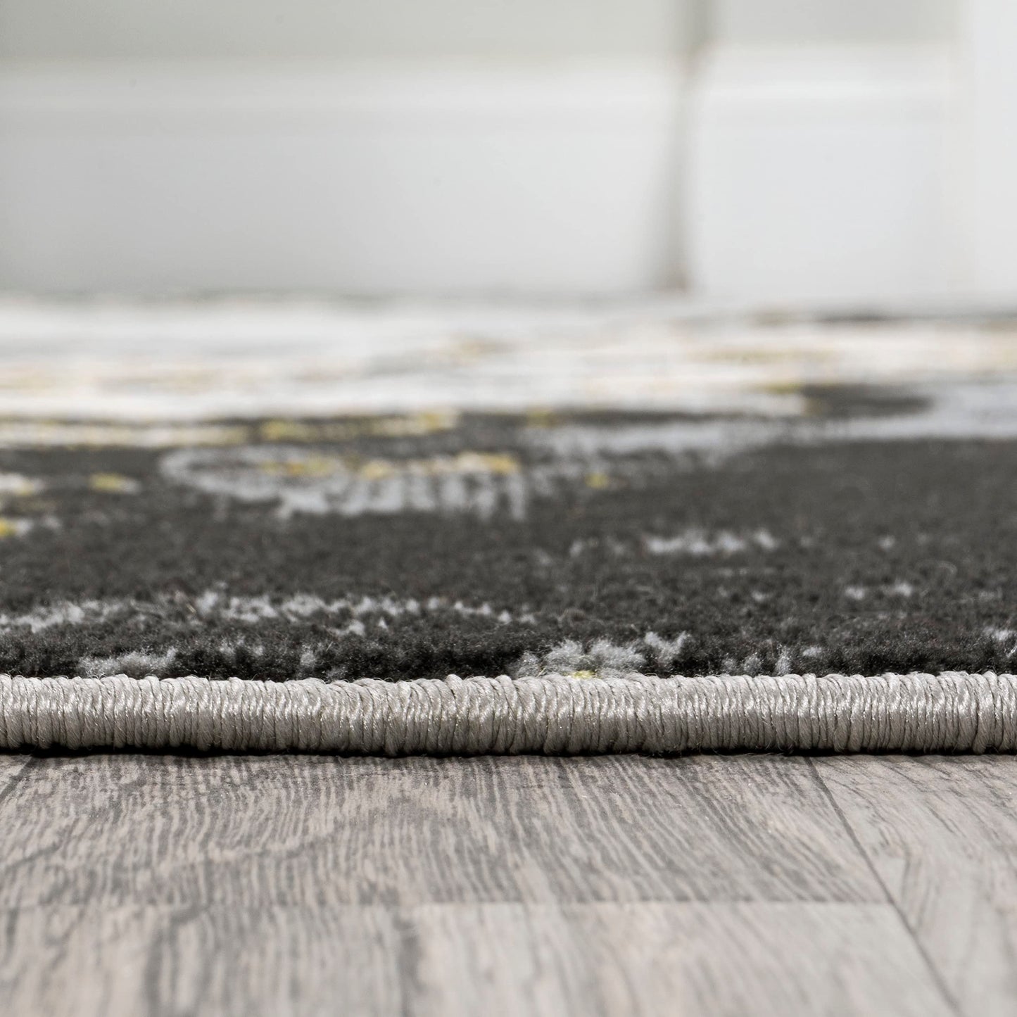 JONATHAN Y Swirl Marbled Black/Yellow Indoor Area Rug 3X5 ft, Abstract for Living Room, Bedroom, Kitchen, Office, Easy-Cleaning, High Traffic, Pet-Friendly, Non-Shedding SOR203D-3