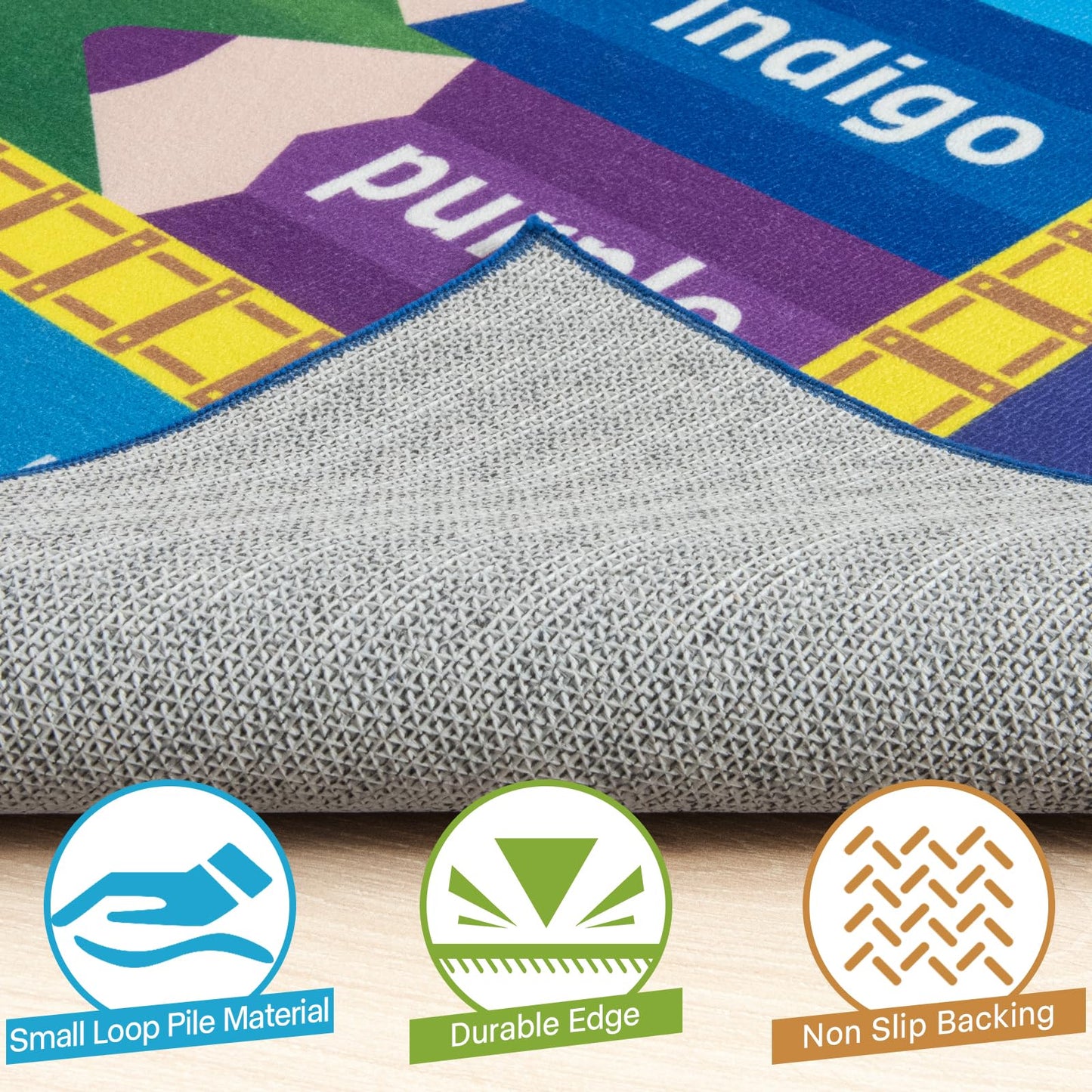 ST. BRIDGE Educational Kids Rug for Playroom 4x6 Feet, Non Slip Play Mat with ABC Alphabet, Numbers & Animals for Toddler Preschool Nursery Classroom, Soft Washable Area Rug for Early Learning