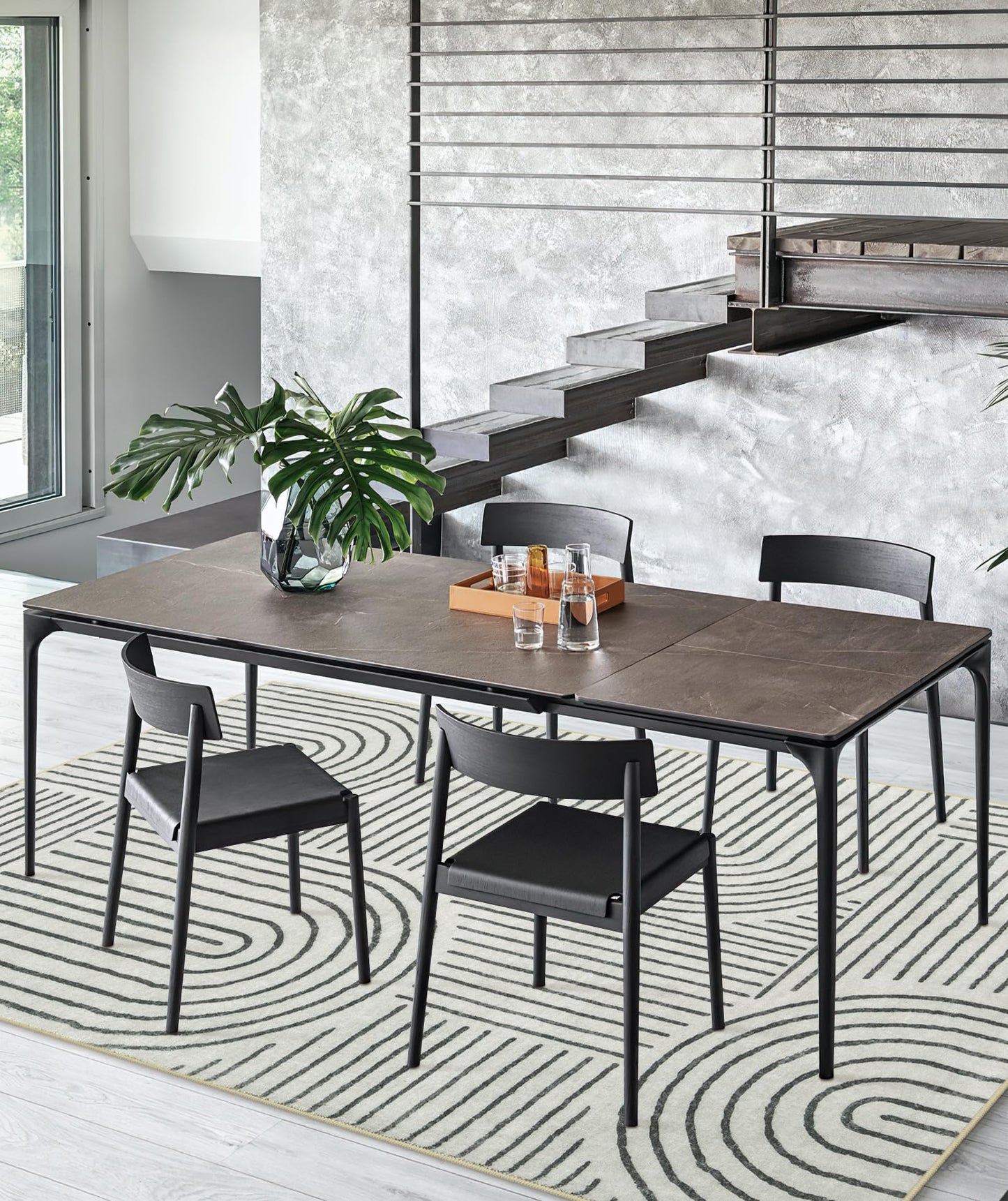 Lahome Abstract Washable Area Rug, 5x7 Rug for Bedroom Non-Slip Soft Living Room Rug, Ultra-Thin Modern Black and White Rug Throw Large Carpet for Dining Room Darrell(5'x7',Black)