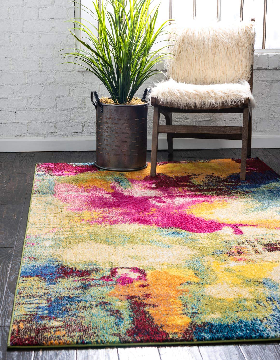 Unique Loom Estrella Collection Colorful, Abstract, Watercolor, Modern, Eclectic Area Rug (5' 0 x 8' 0 Rectangular, Multi/Beige)