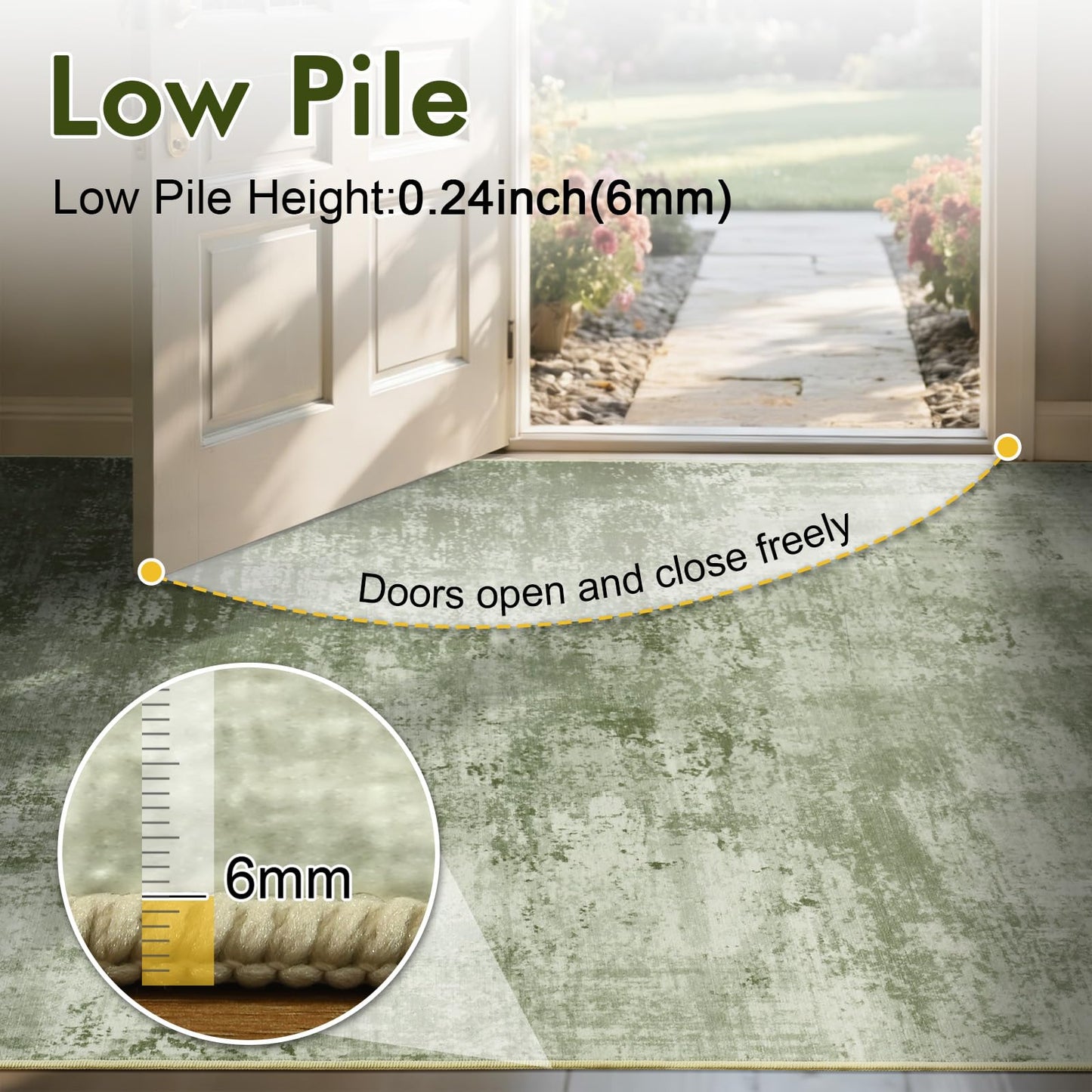6x9 Ft Large Area Rugs for Living Room, Soft Non-Slip Washable Rugs Modern Abstract Pattern Carpet for Bedroom Indoor Floor Nursery Home Decor (Green)
