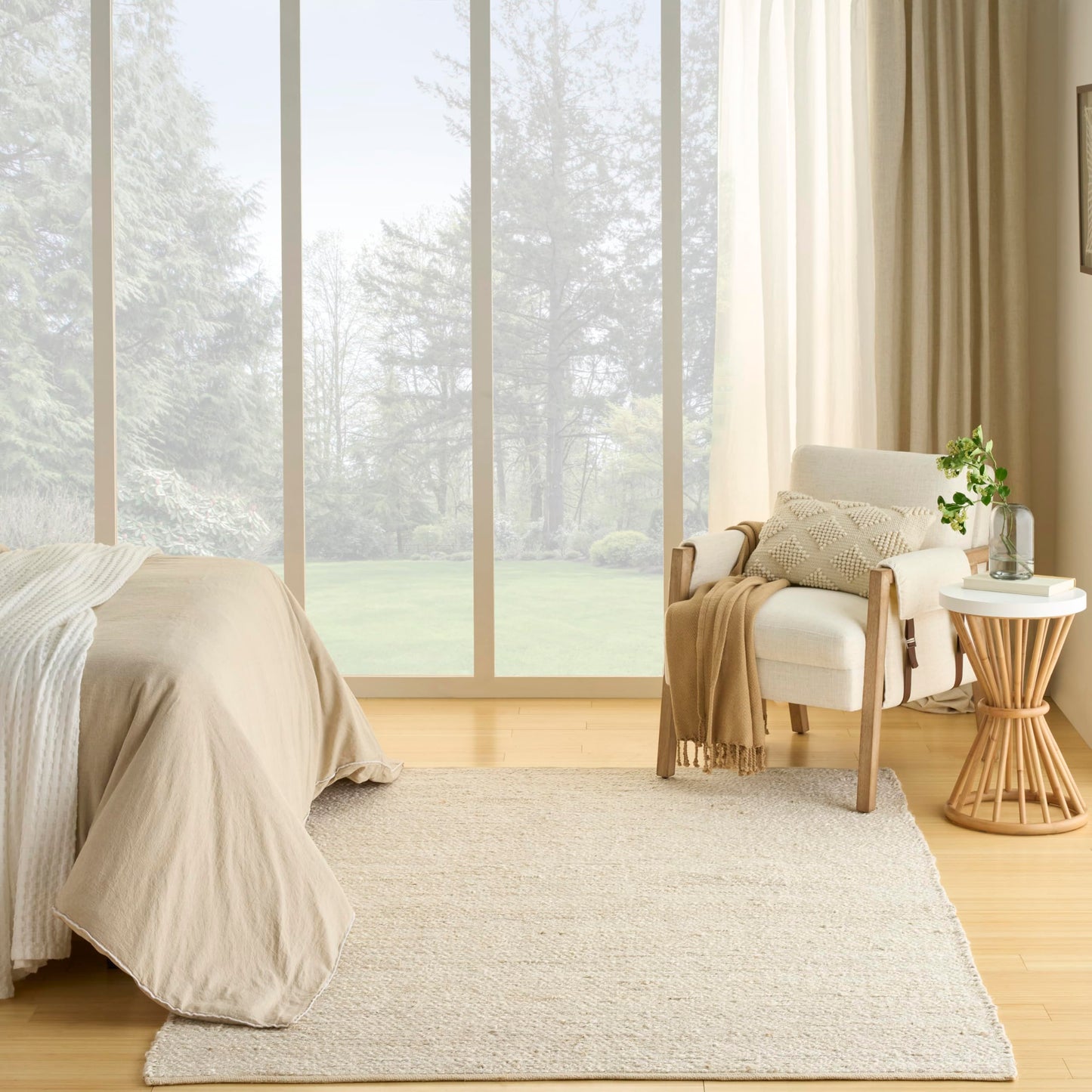 Nourison Home Natural Jute Ivory 5' x 7' Area Rug - Easy Clean, Non Shedding, Bed Room, Living Room, Dining Room, Kitchen (5' x 7')